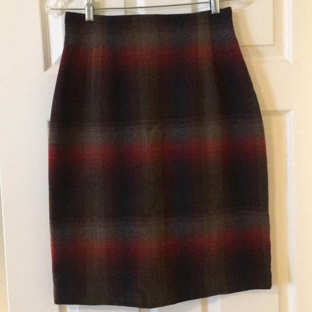 Vintage plaid wool pencil skirt
